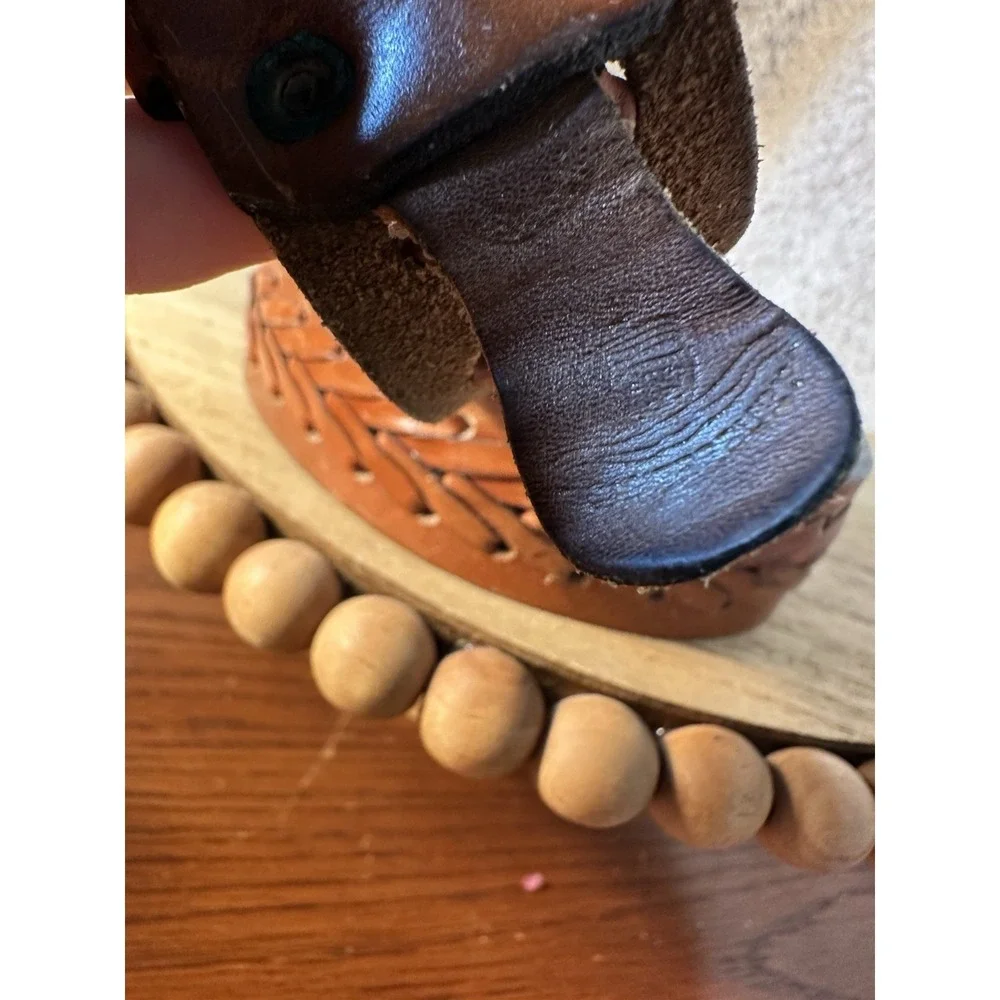 Vintage Braided Brown Leather Belt Sz 40